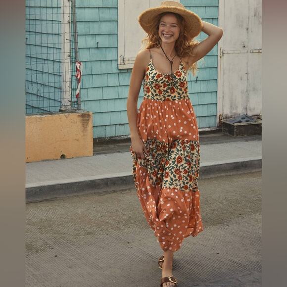 Roller Rabbit Dakota Floral Polka Dot Slip Maxi Sun Dress Lined NWOT - Picture 1 of 10